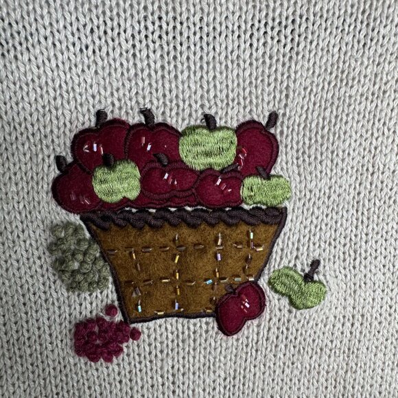 Vintage One Resource Beige Button-Up Sweater Vest Birdhouse Embroidered Sz S - Picture 8 of 8